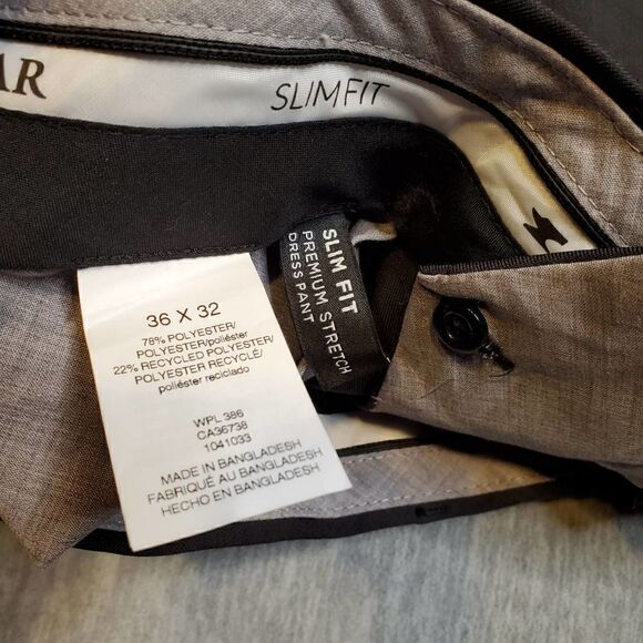 Haggar H26 Pants Mens 36W x 32L Charcoal Gray Slim Fit Premium Stretch Dress - Picture 4 of 8